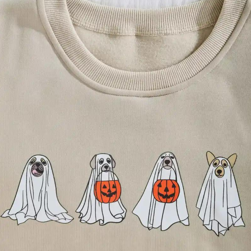 Kinga - Halloween sweatshirt med spøgelseshund til kvinder