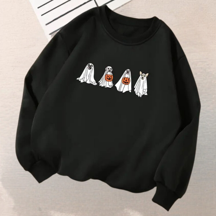 Kinga - Halloween sweatshirt med spøgelseshund til kvinder