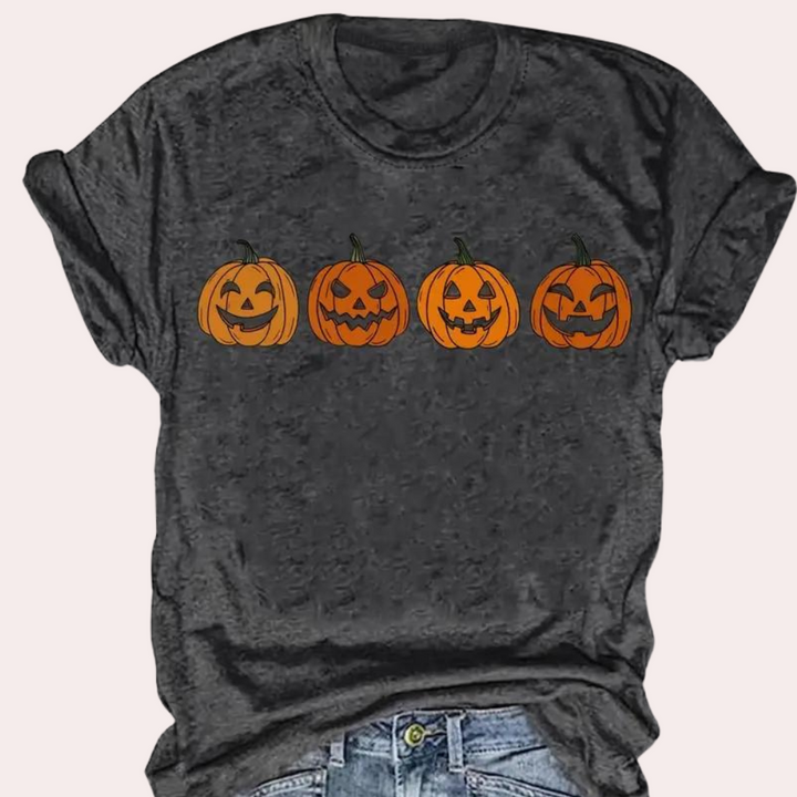 Maco - Afslappet Halloween-græskar-t-shirt til kvinder