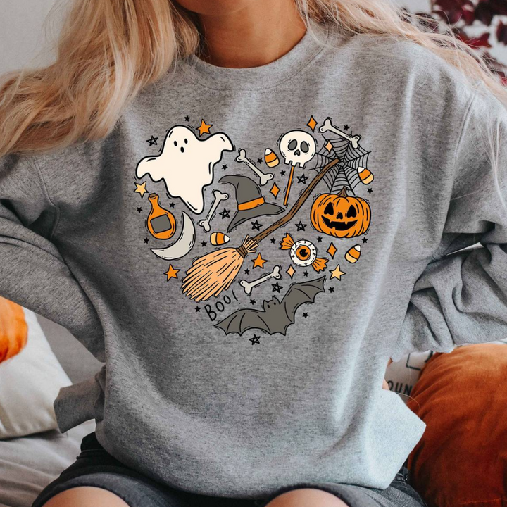 Emese - Halloween-tegninger hjerte Sweatshirt til kvinder