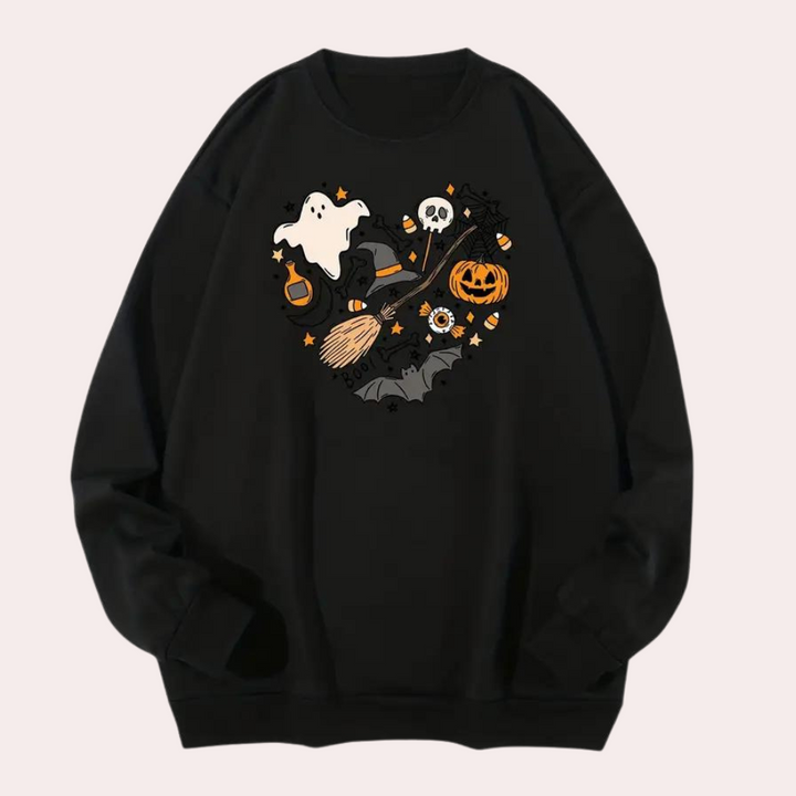 Emese - Halloween-tegninger hjerte Sweatshirt til kvinder