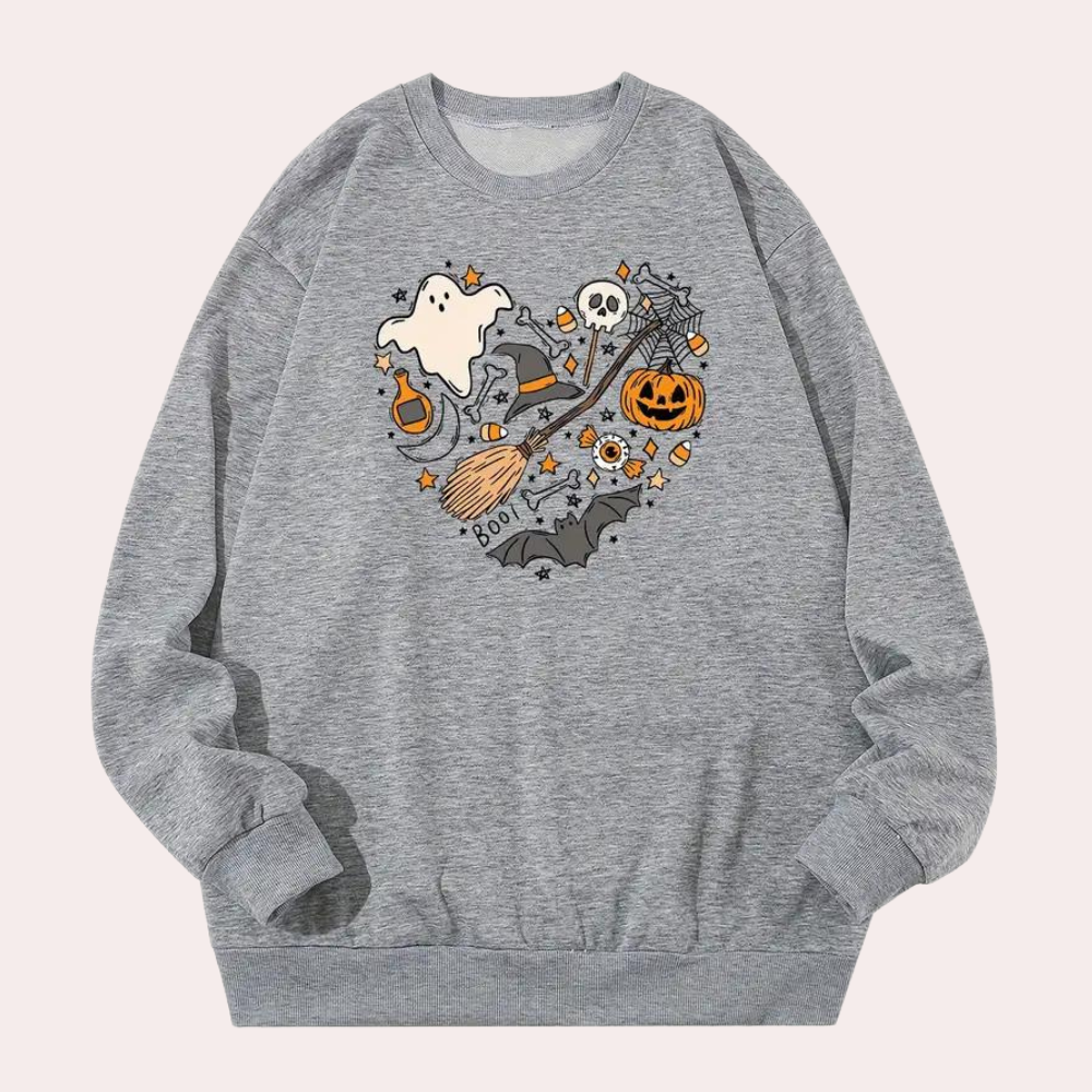 Emese - Halloween-tegninger hjerte Sweatshirt til kvinder