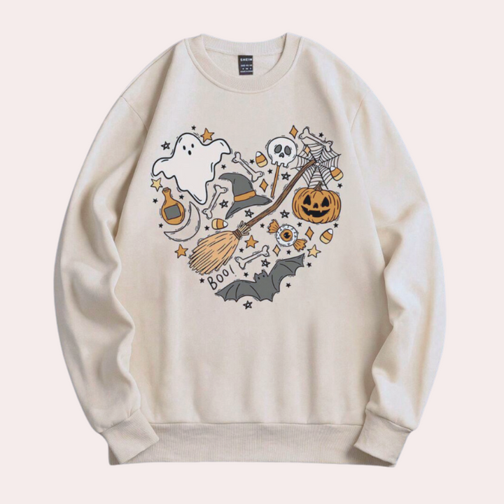 Emese - Halloween-tegninger hjerte Sweatshirt til kvinder