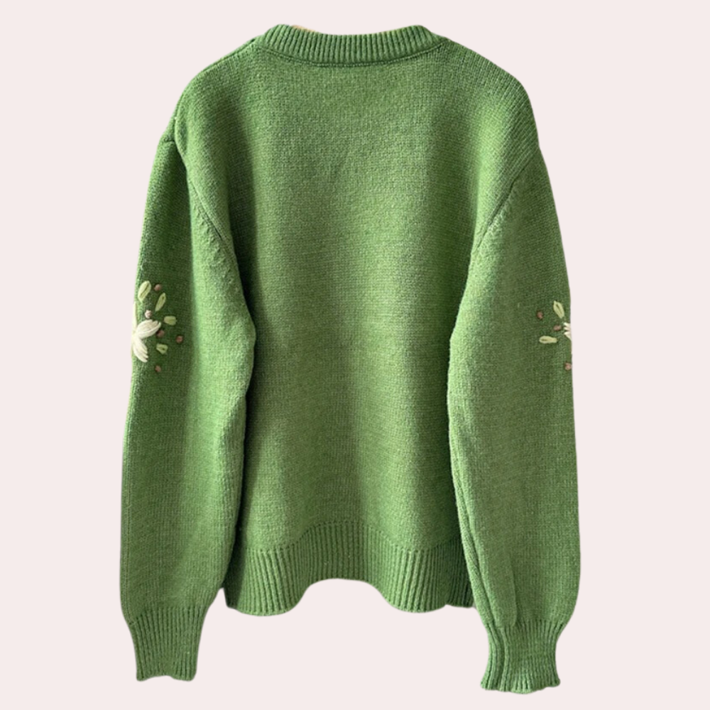 Kalina - Vintage strikkede broderede sweater til kvinder