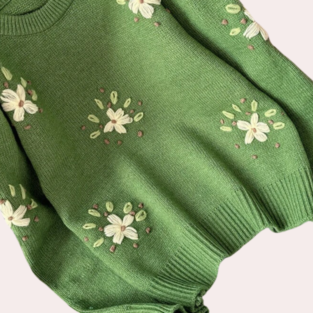 Kalina - Vintage strikkede broderede sweater til kvinder