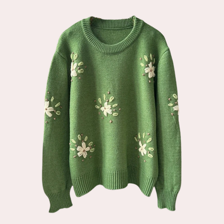 Kalina - Vintage strikkede broderede sweater til kvinder