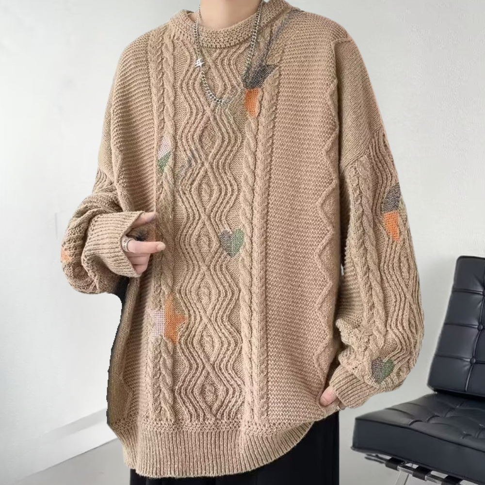 Vadislav - Strikket sweater med måne og stjerne til mænd