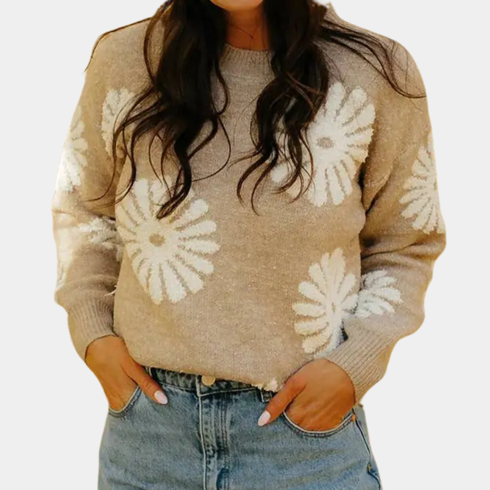 MARLEY - Trendy Blomsterstrik Sweater til Damer