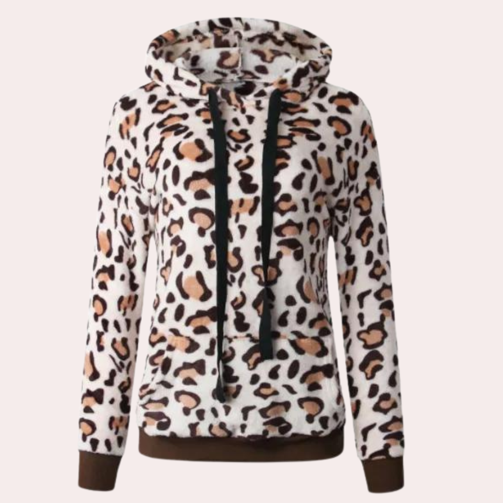 MOANNA - Stilet Leopardmønster Vinter Hoodie til Kvinder