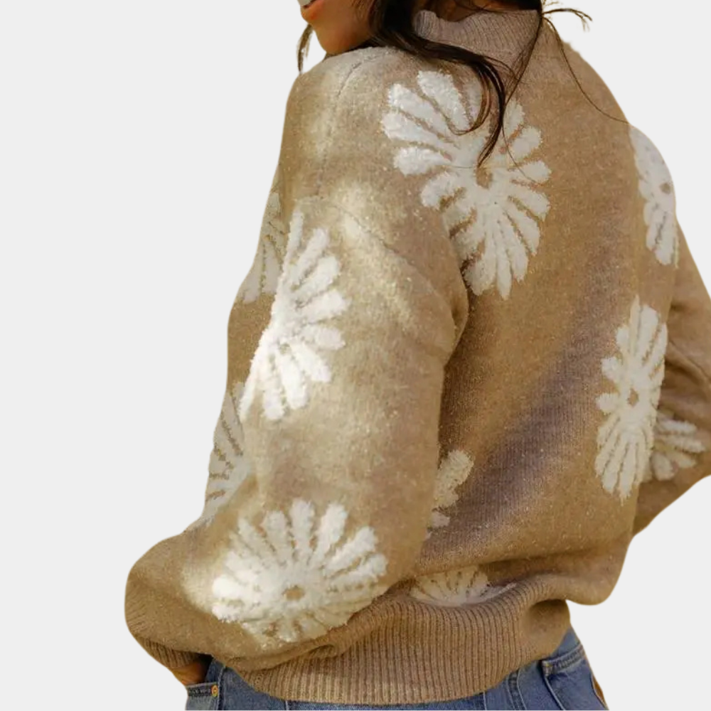 MARLEY - Trendy Blomsterstrik Sweater til Damer