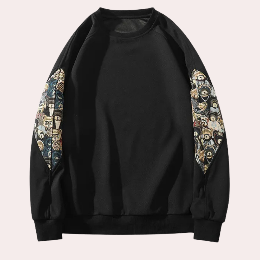 DIMAS - Stilfuld Bjørn Print Sweatshirt til Mænd