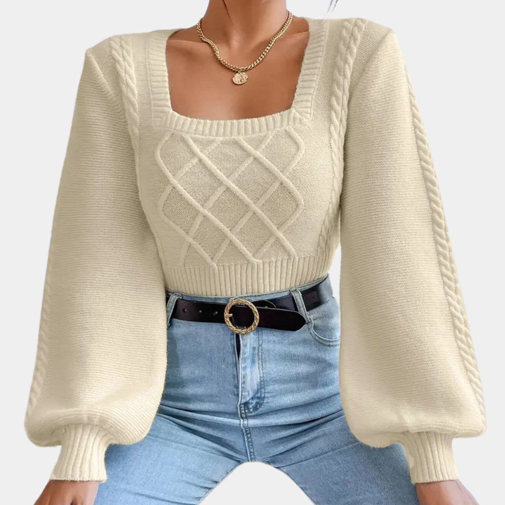 AAYLA - Elegant Sweater med Firkantet Krave til Damer