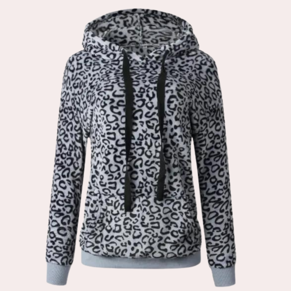 MOANNA - Stilet Leopardmønster Vinter Hoodie til Kvinder