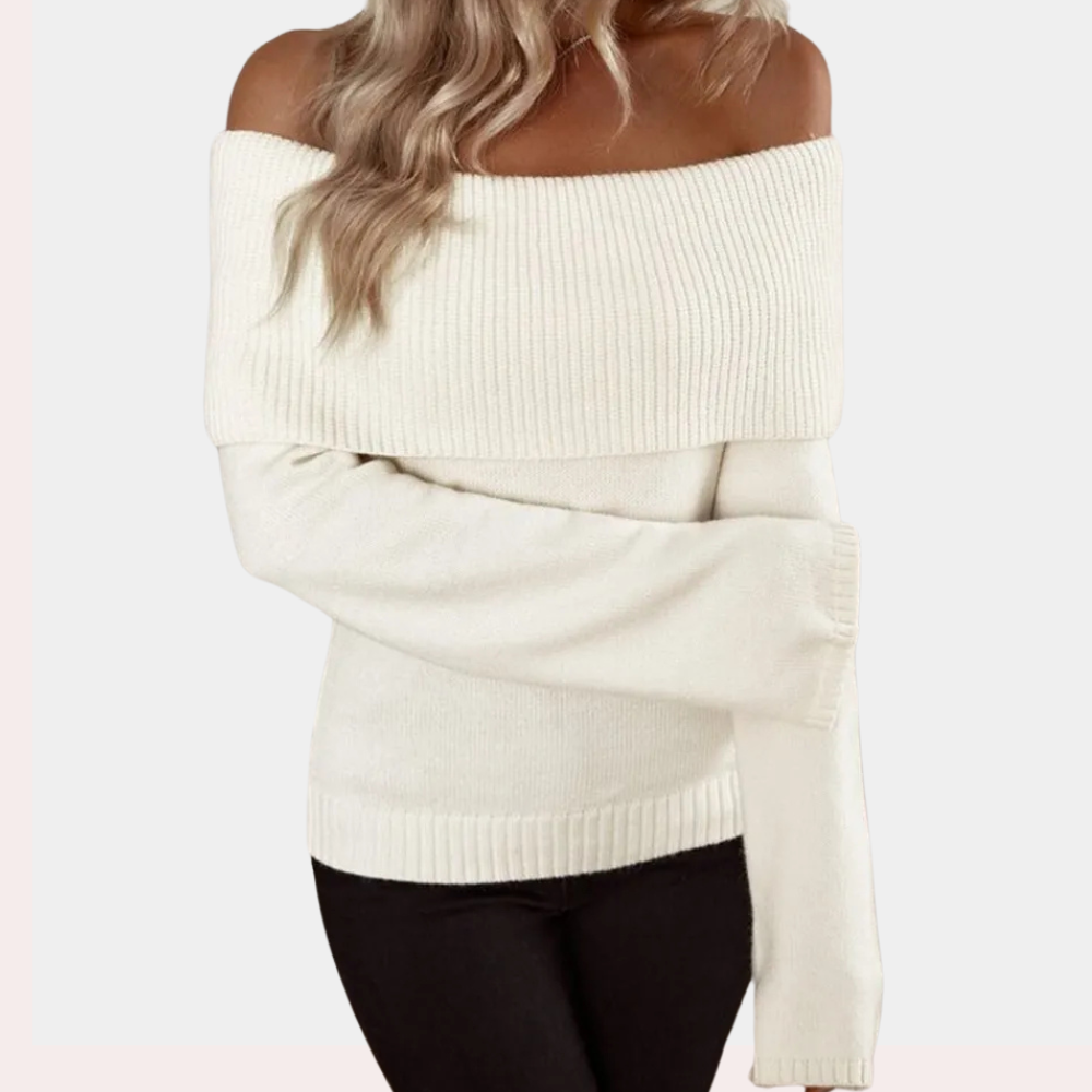 DELIA - Stilfuld Off-skulder Sweater til Dame